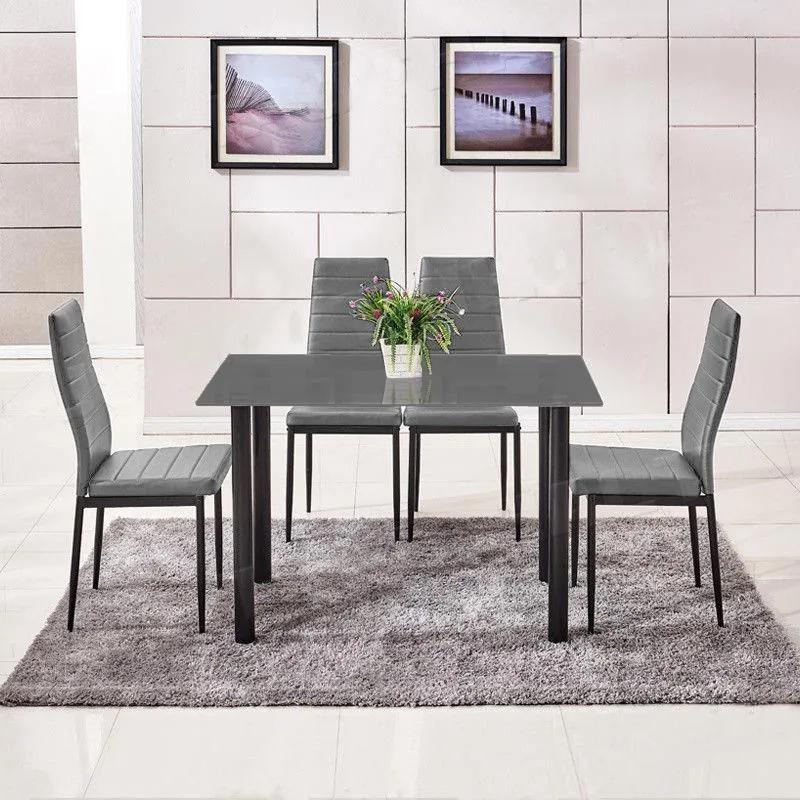 Jedálenský set 4x stolička + stôl Catini AMALIA - sivá