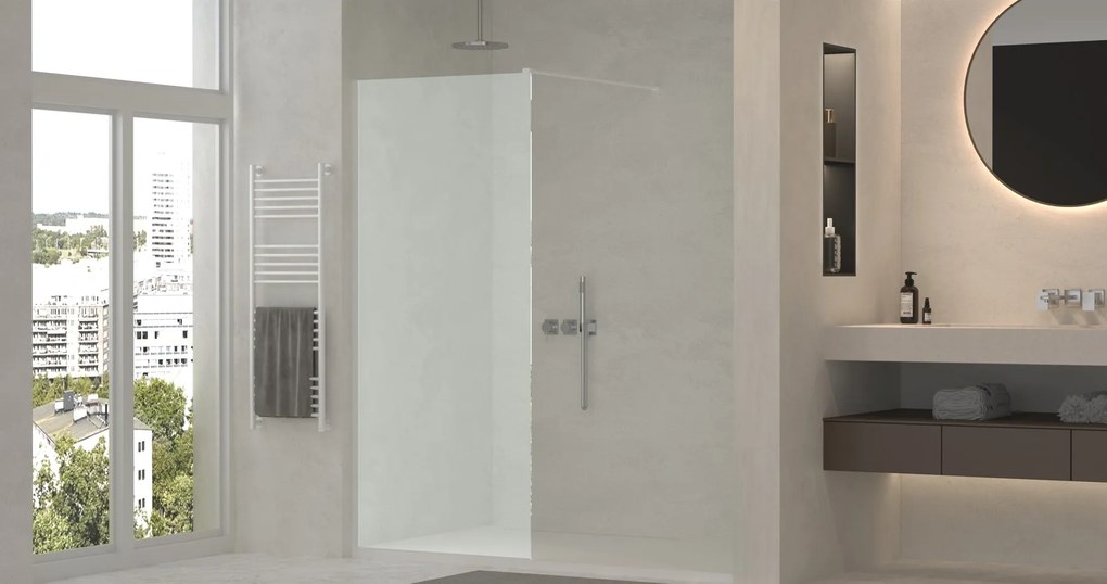 Erga Paris, sprchová zástena Walk-In 50x200 cm, 8mm sklo námraza, biely profil, ERG-V02-PARIS-050x200-FR-WH