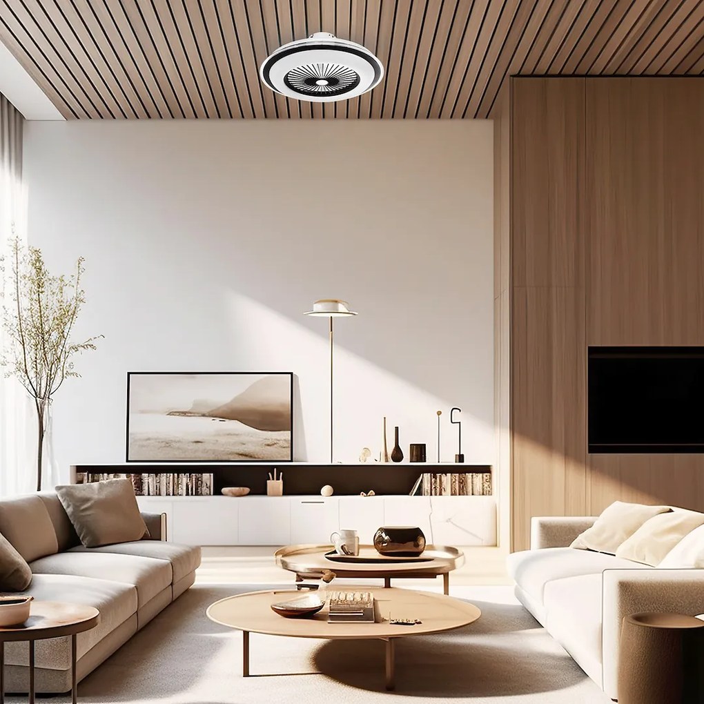 Stropné LED svietidlo Zephyr, 1x LED 48w, 3000-6000k, b, s ventilátorom a ovládačom