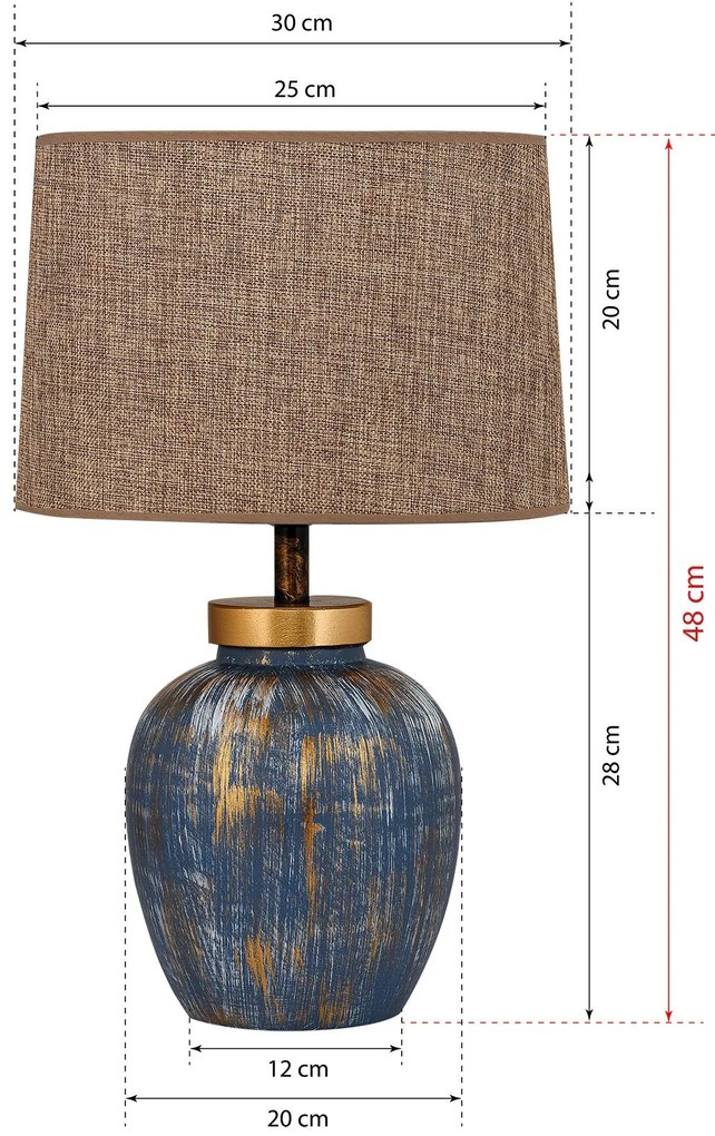 Stolní lampa Casandra modrá/hnědá