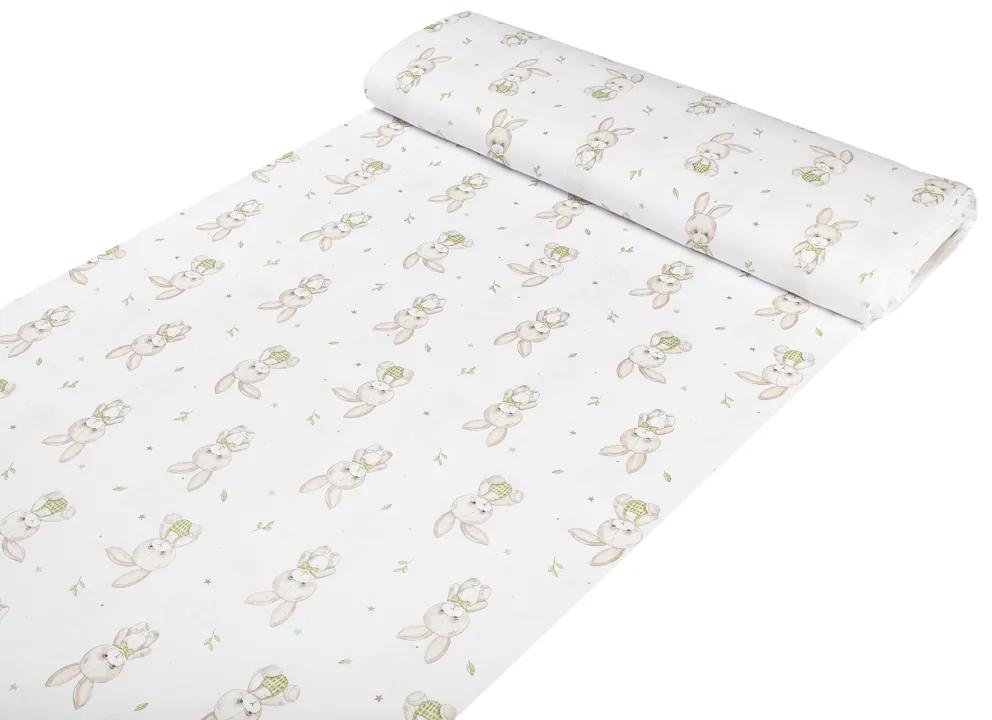 Biante Detské bavlnené posteľné obliečky do postieľky Sandra SA-401 Zajačiky na bielom Do postieľky 90x140 a 50x70 cm