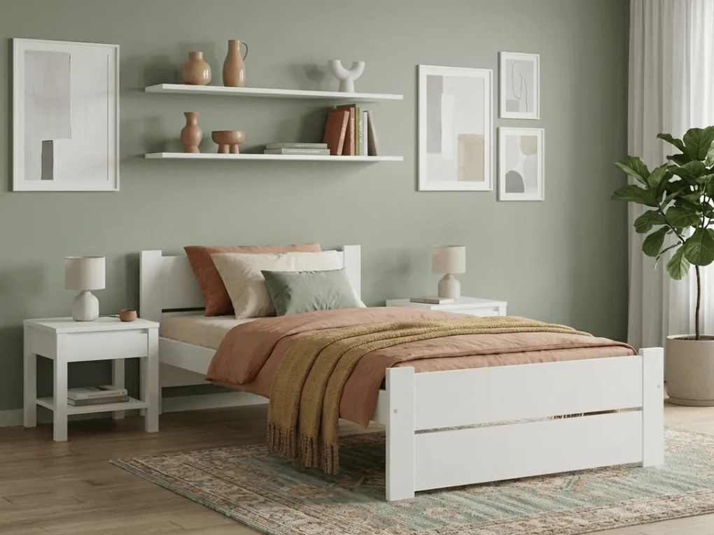 Posteľ IKAROS DOUBLE 90 x 200 cm, biela Rošt: Bez roštu, Matrac: Matrac Somnia 18 cm