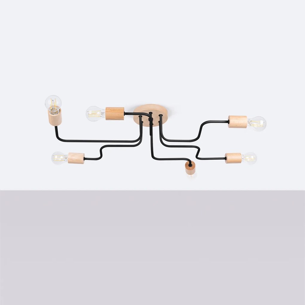 Stropné svietidlo Timbo 6, drevené telo svietidla, b