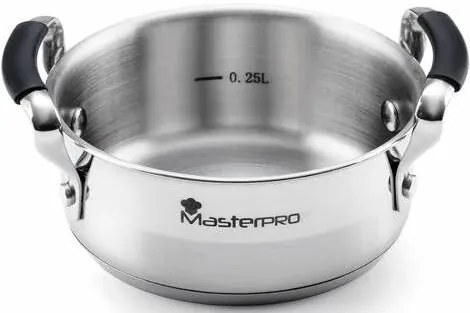MasterPro / Ø 12 cm / nerezová oceľ / silikónové rukoväte / strieborná