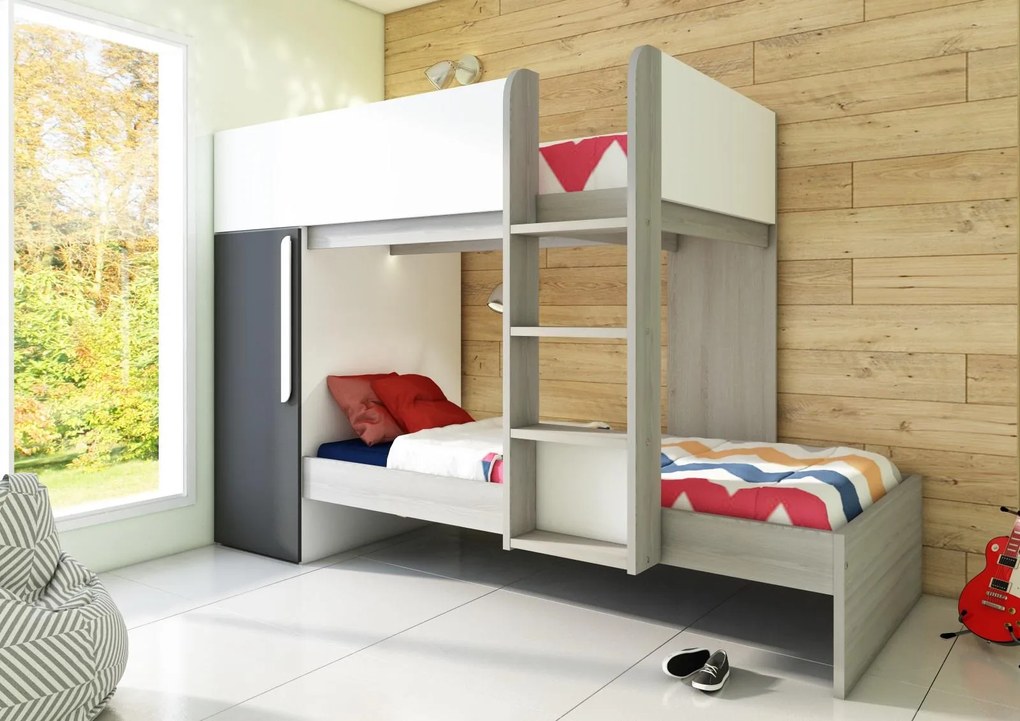 Poschodová posteľ pre dve deti Bo7 - graphit - Poschodová posteľ bez šuplíku Bo7