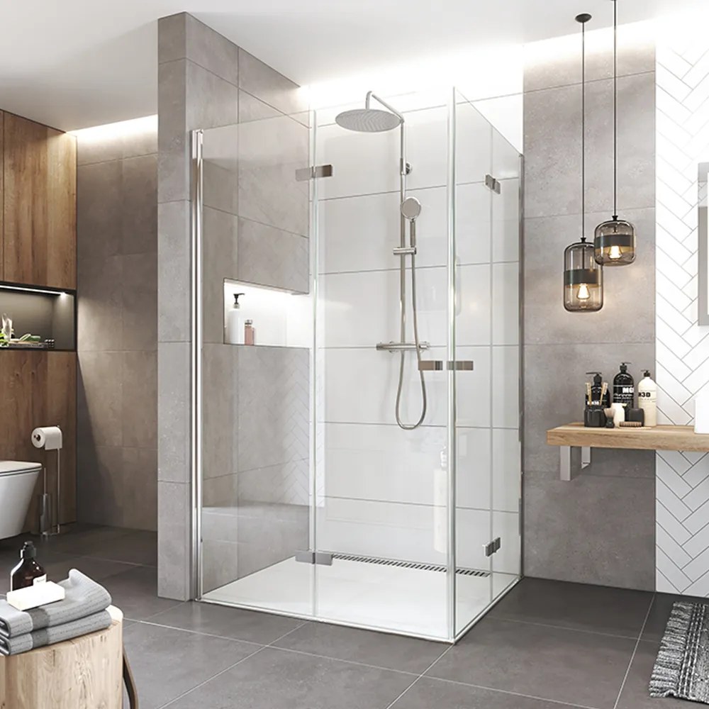 Mereo Mereo, Zalamovací sprchový kút, Novea, obdĺžnik, chróm ALU, sklo Číre, MER-CK14853ZVR