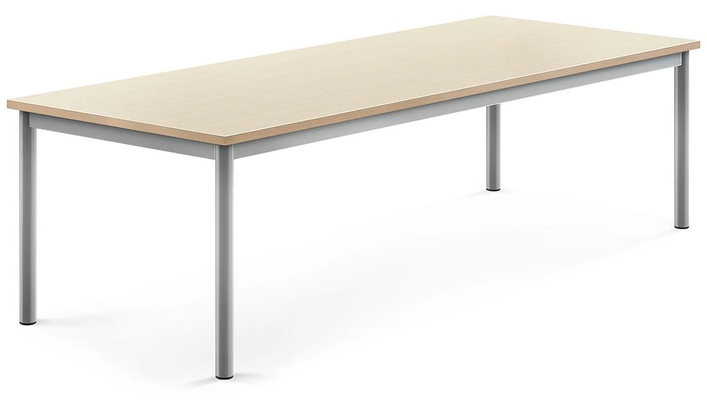 Stôl BORÅS, 1800x700x500 mm, laminát - breza, strieborná