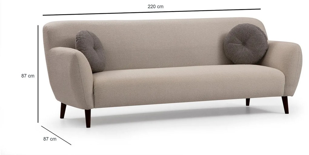 Dizajnová 3-miestna sedačka Laelia 220 cm béžová