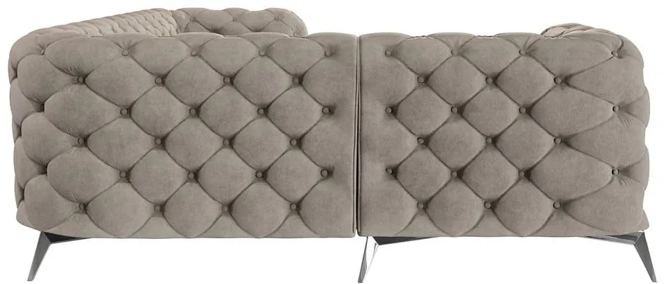 Sivobéžová zamatová rohová pohovka (ľavý roh/do L) Chelsea – Ropez