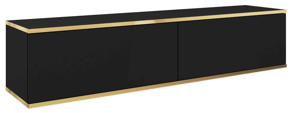 Závesný televízny stolík Oro 135 cm čierny/zlatý