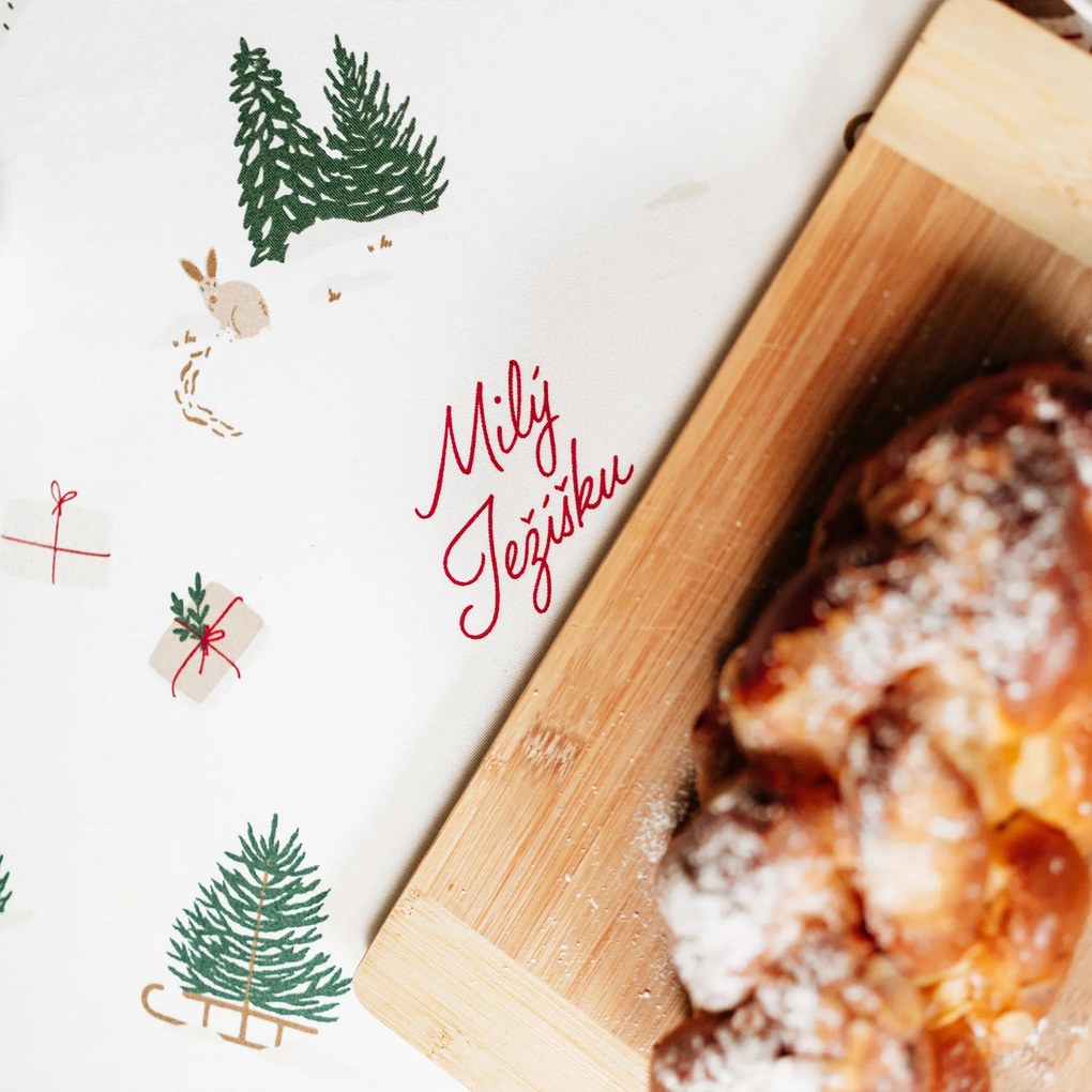 Goldea vianočný hranatý obrus z pevnej bavlny - české vianoce 120 x 160 cm