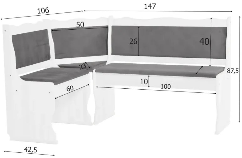 ROHOVÁ JEDÁLENSKÁ LAVICA MINI JELŠA