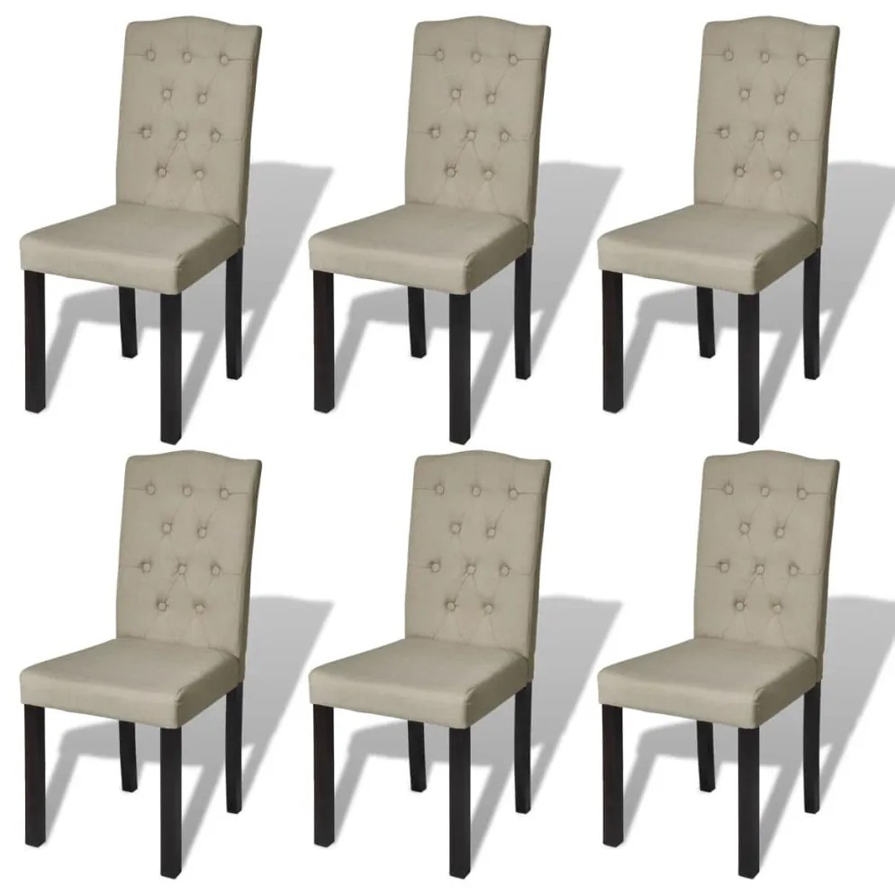 vidaXL Jedálenské stoličky, 6 ks, látkové, béžové (240557+40558)