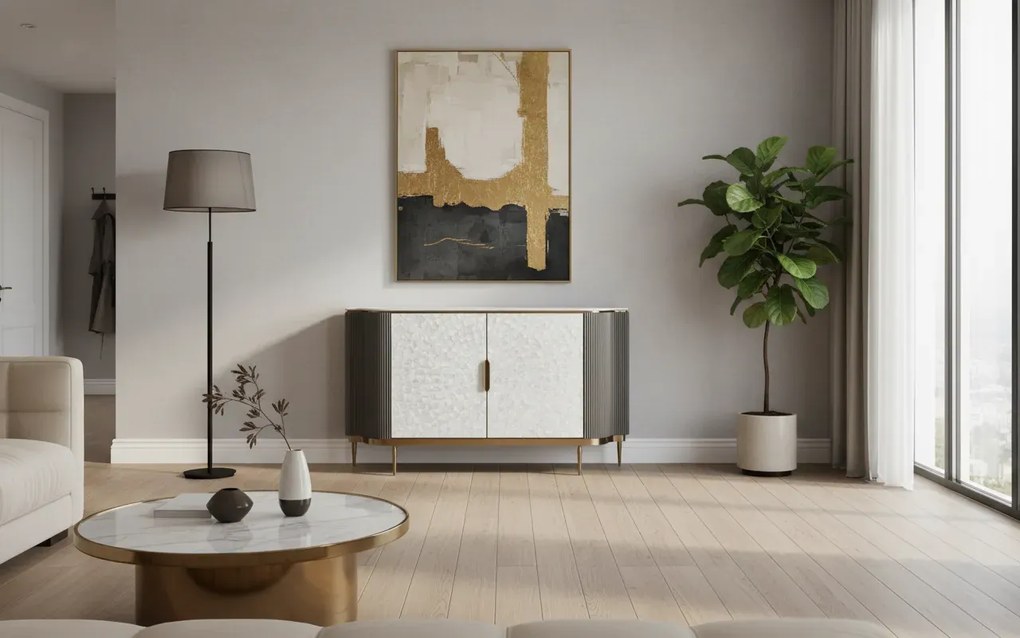 Komoda Stilig ST906 150 cm grafit/krémová/zlatá