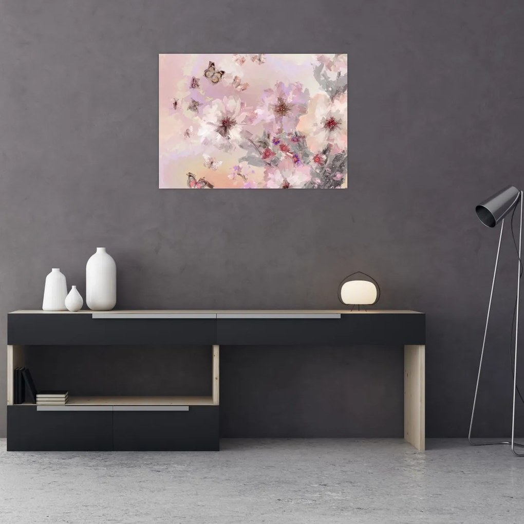 Obraz - Umelecká koláž s motýľmi (70x50 cm)