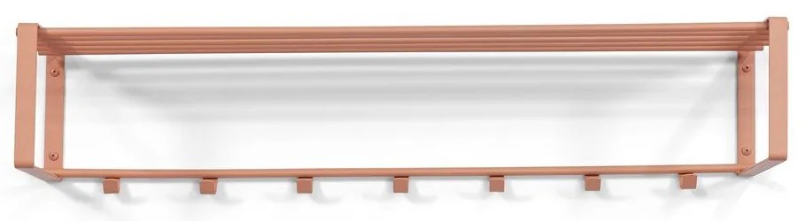 Kovový nástenný vešiak v lososovej farbe s poličkou 100 cm Rex – Spinder Design
