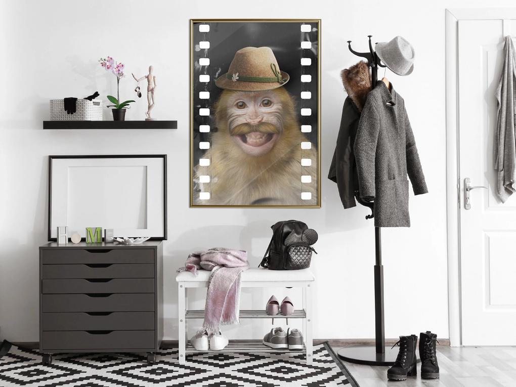 Artgeist Plagát - Monkey In Hat [Poster] Veľkosť: 30x45, Verzia: Čierny rám
