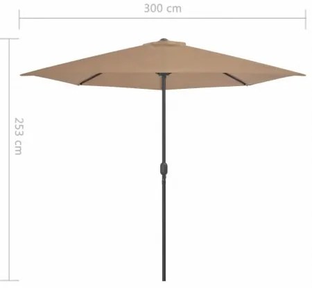 vidaXL Balkónový slnečník, hliníková tyč, sivohnedý 300x150cm, polkruh-