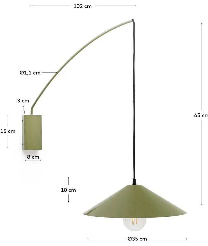 Zelené nástenné svietidlo ø 35 cm Kally – Kave Home