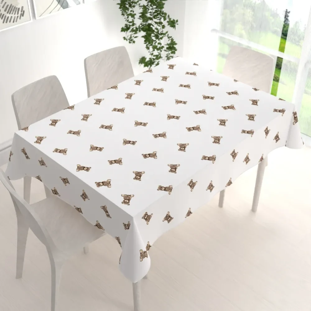 Biante Detský bavlnený obdĺžnikový obrus Sandra SA-531 Medvedíky na bielom 140x220 cm