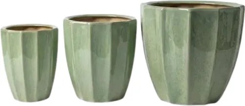 Sada 3 ks keramických květináčů NEVA XVII zelená