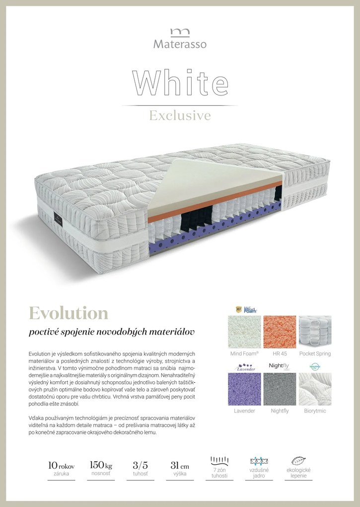 Materasso Taštičkový matrac Evolution Rozmer: 80 x 200 cm