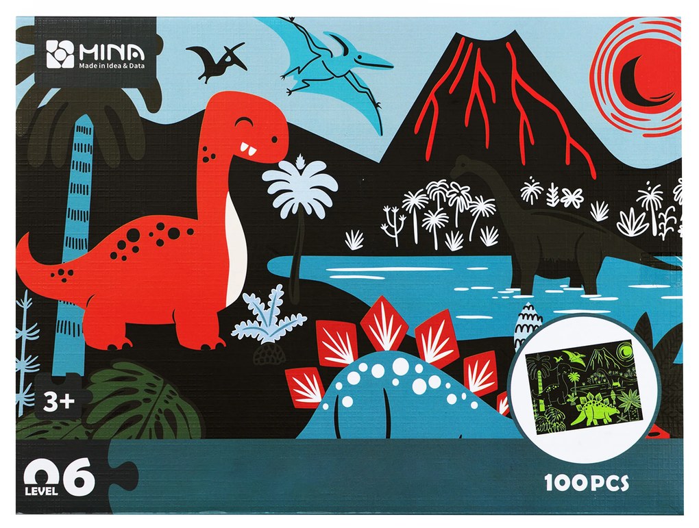 Detské svietiace puzzle Dinosaury 100 dielikov Aga4Kids MR1457