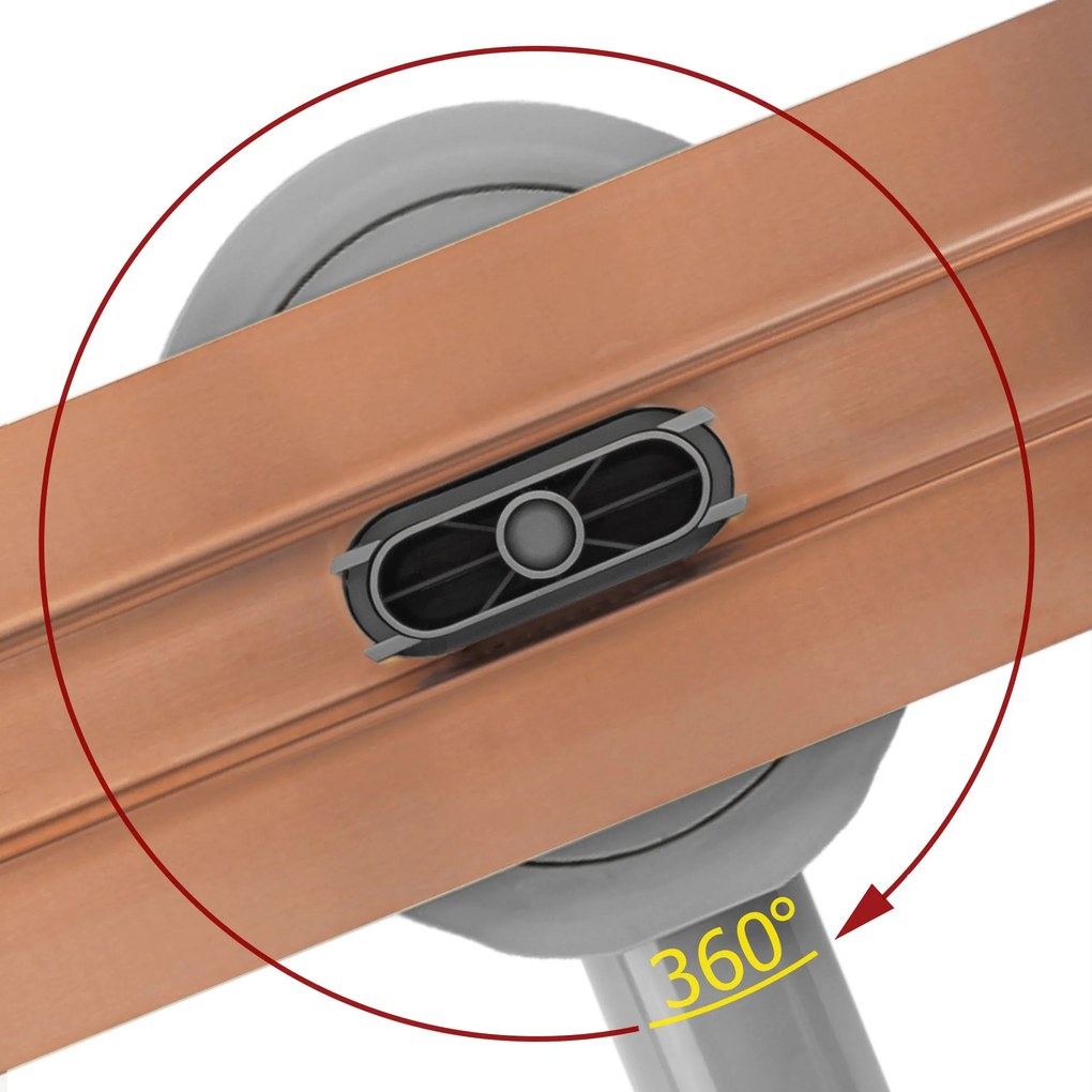 Rea Neox Pro Slim, sprchový odtokový žľab 70cm s otočným sifónom o 360stupňov, medená matná, REA-G4806