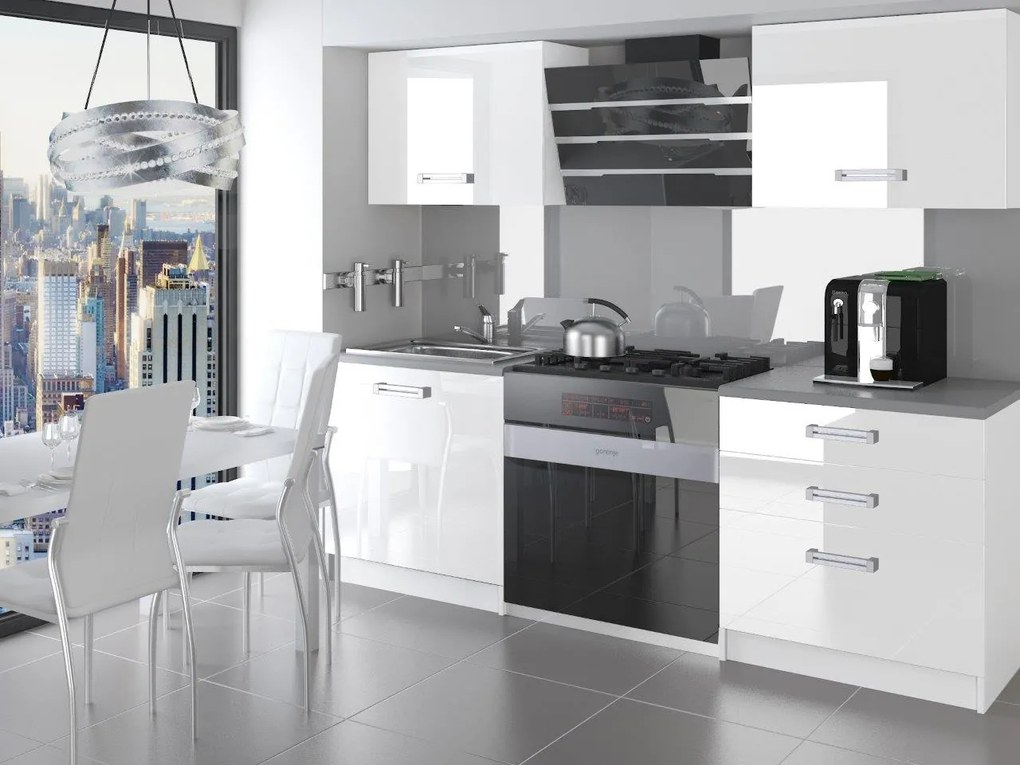 Kuchynská linka Belini 120 cm biely lesk s pracovnou doskou Saturno INF SATURNO/2/WT/W/0/D