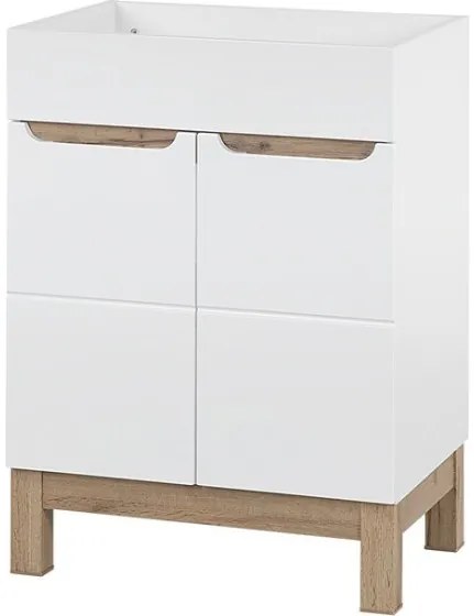 Kúpeľňová zostava Bali 60 cm so zápustným umývadlom, skrinkami a zrkadlom biela/dub wotan