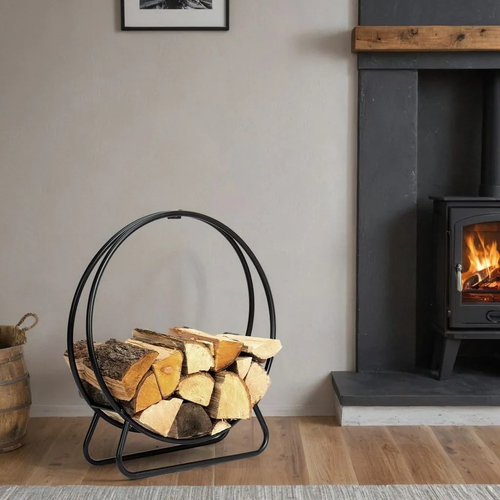 Kovový stojan na palivové drevo HOBRO čierny