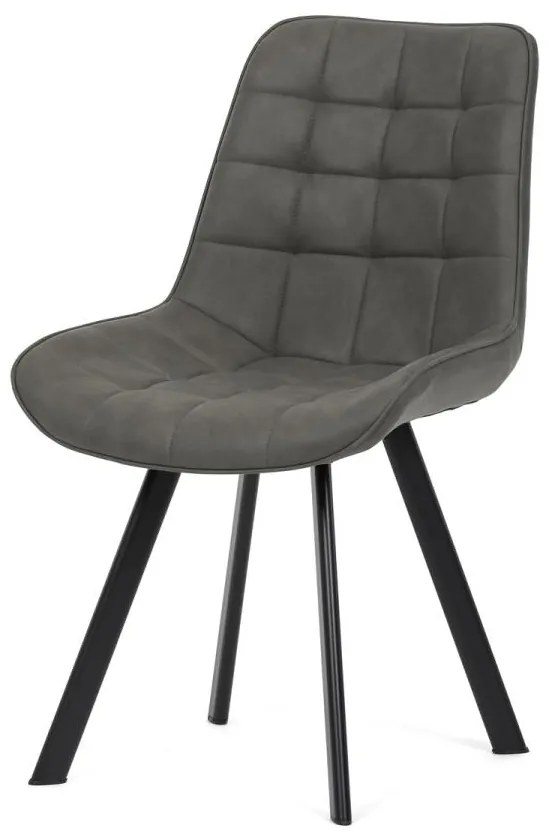 Židle jídelní HC-V3066 GREY3, šedá látka v dekoru broušené kůže, nohy černý kov