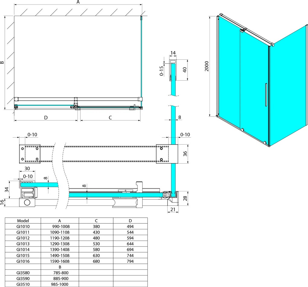 Gelco Gelco, SPIRIT štvorcová sprchová zástena 1000x1000mm L/P varianta, GI1010GI3510