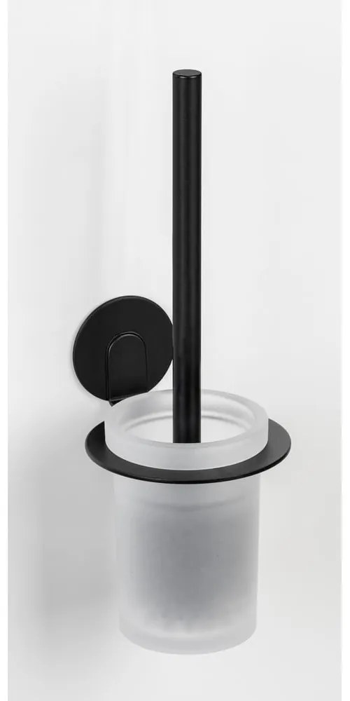 Matne čierna samodržiaca sklenená WC kefa Bivio – Wenko