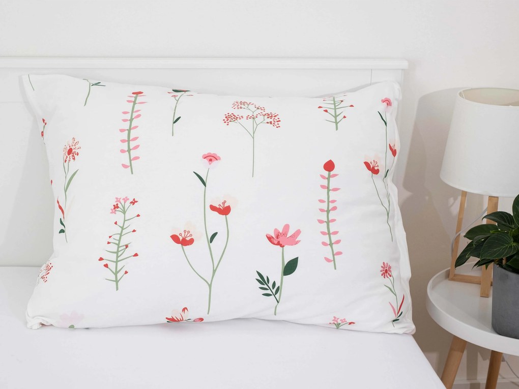 Obliečka Mako jersey 70 × 90 cm – Vlčie maky biele