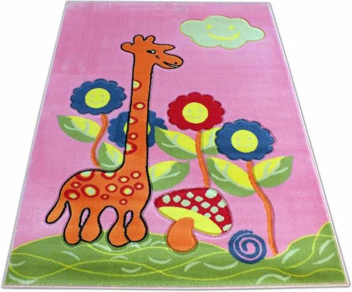 MAXMAX Detský koberec Žirafa - ružový