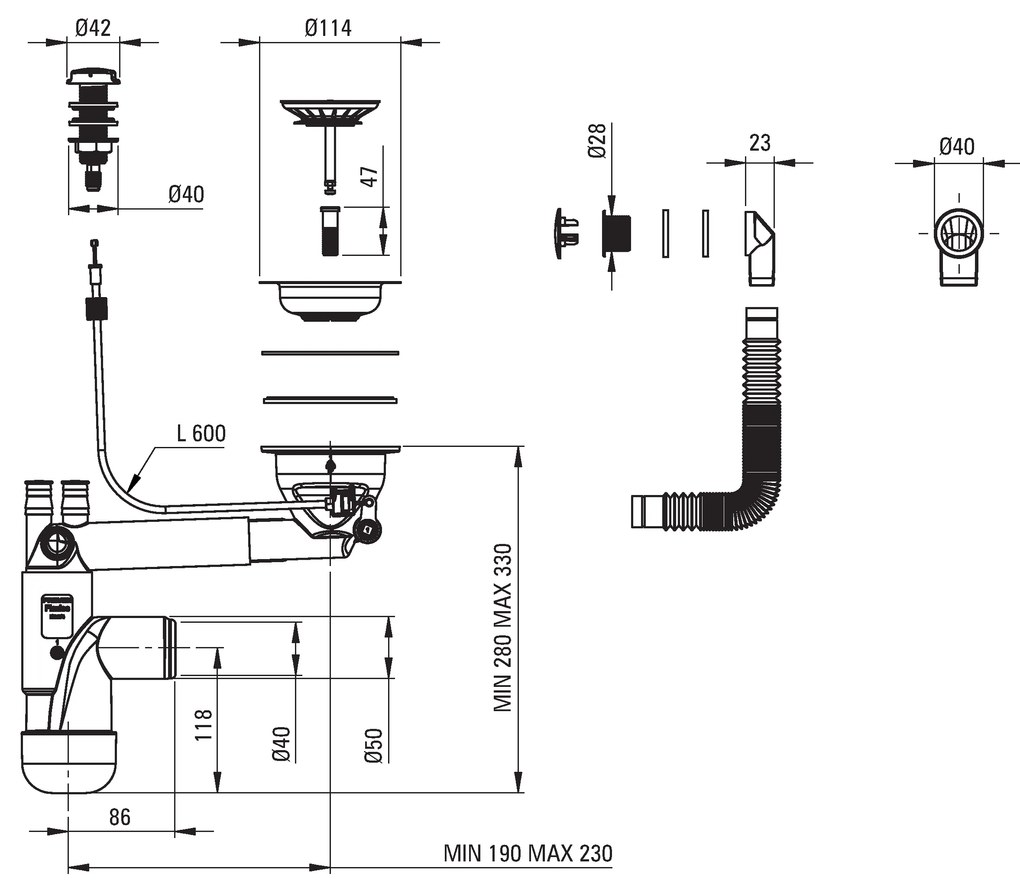 Deante Capella sklo-granitový drez 860x500x220 mm + priestorovo úsporný sifón, 1-komorový, biela, ZSC_AW2C