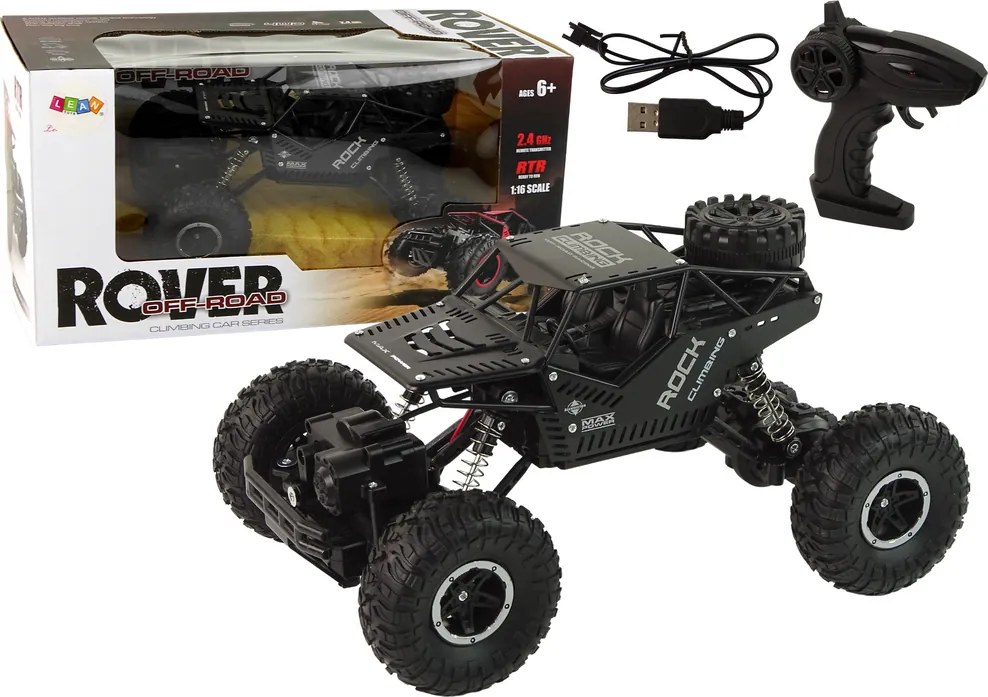 LEAN Toys RC Rover 1:16 diaľkovo ovládané čierne auto