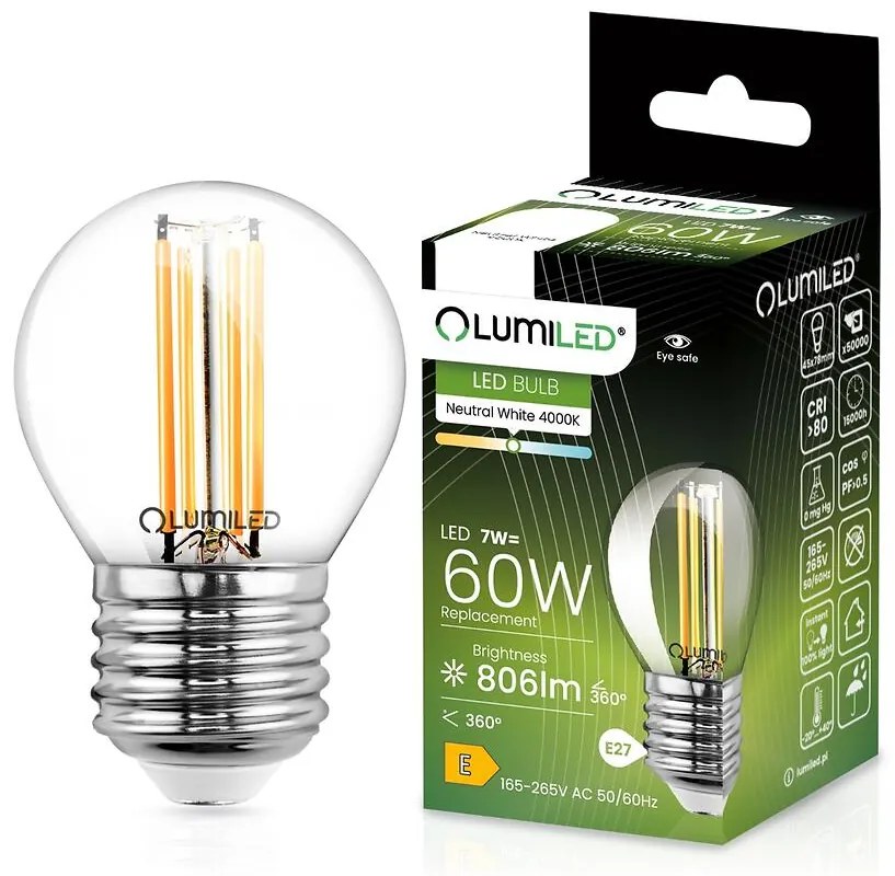 Žiarovka LED FIL 7W E27 806LM NB