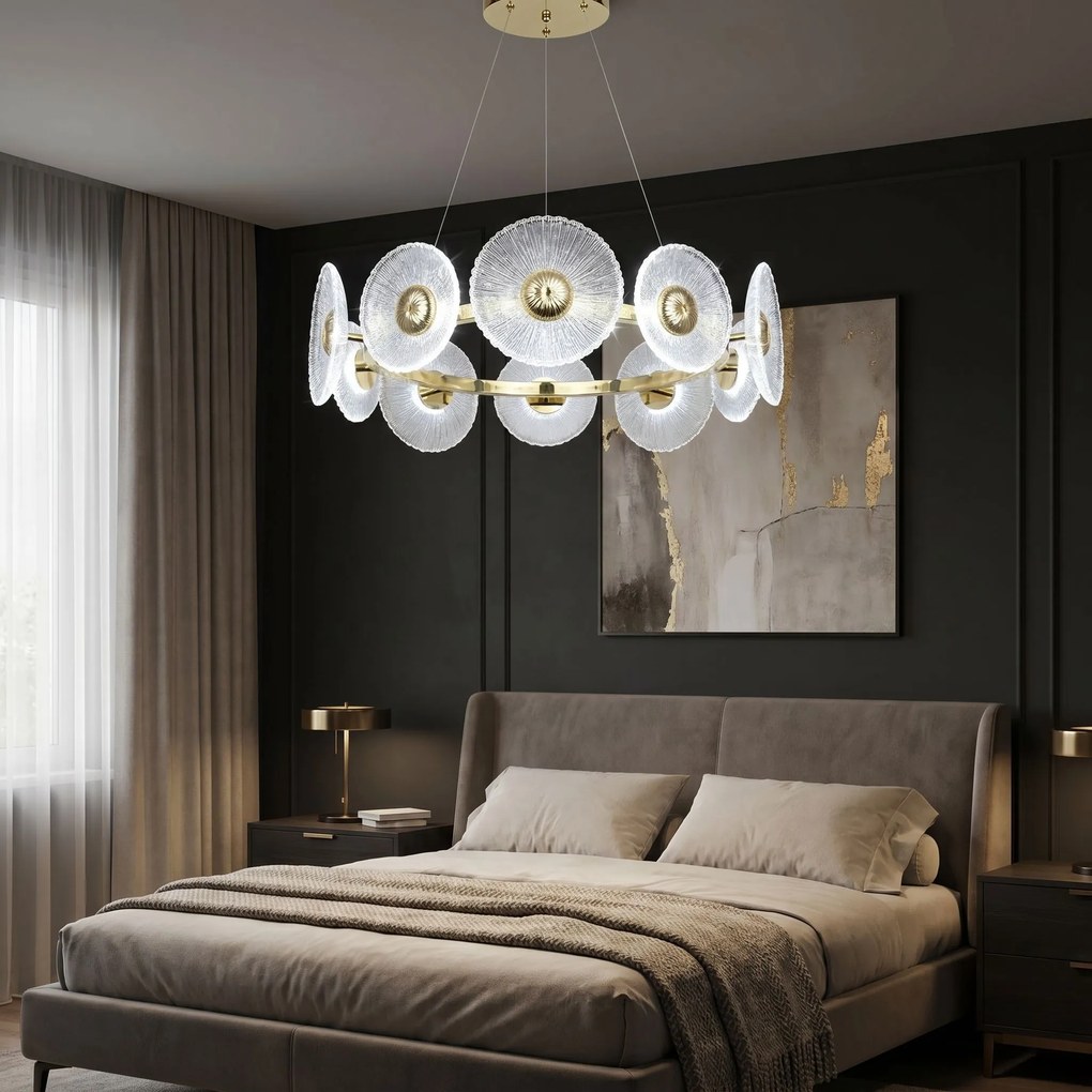 Toolight Toolight, LED závesné svietidlo, 60cm, 36W, 4000K, 1000lm, SWE071-CP, zlatá lesklá, OSW-30200