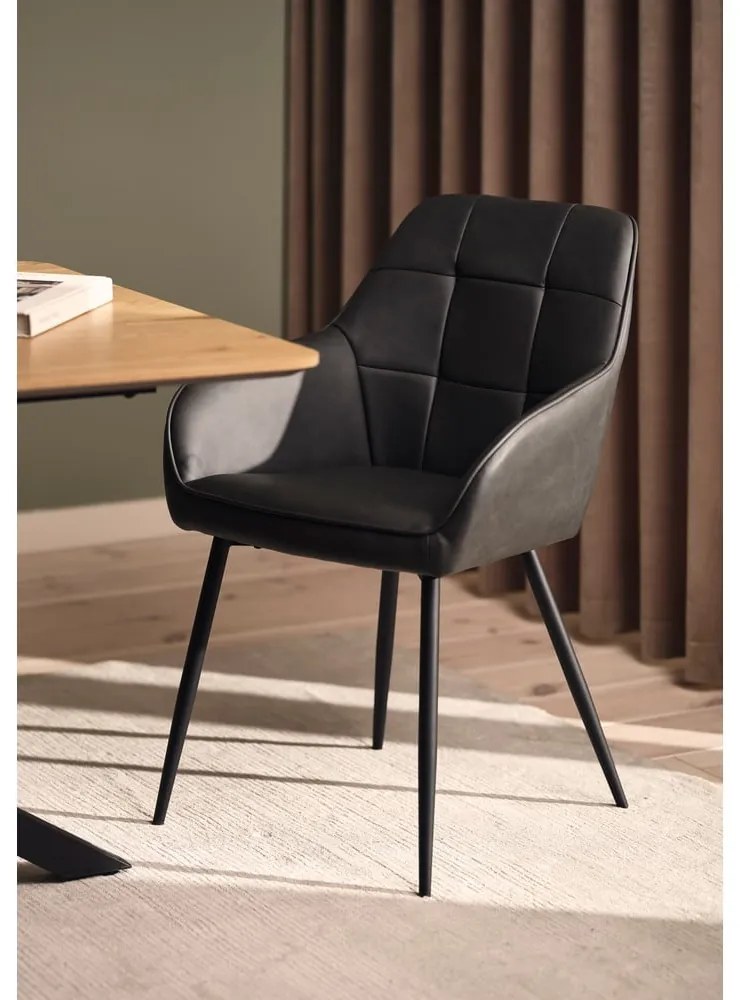 Tmavosivé čalúnené jedálenské kreslá v súprave s podrúčkami 2 ks Nolan Square – Unique Furniture