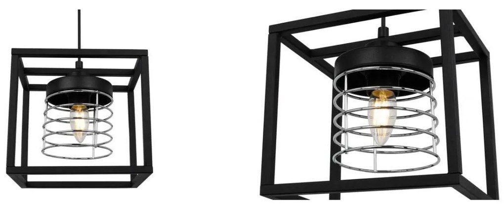 Závesné svietidlo Rasti cage, 1x drôtené tienidlo v kovovom ráme, ch