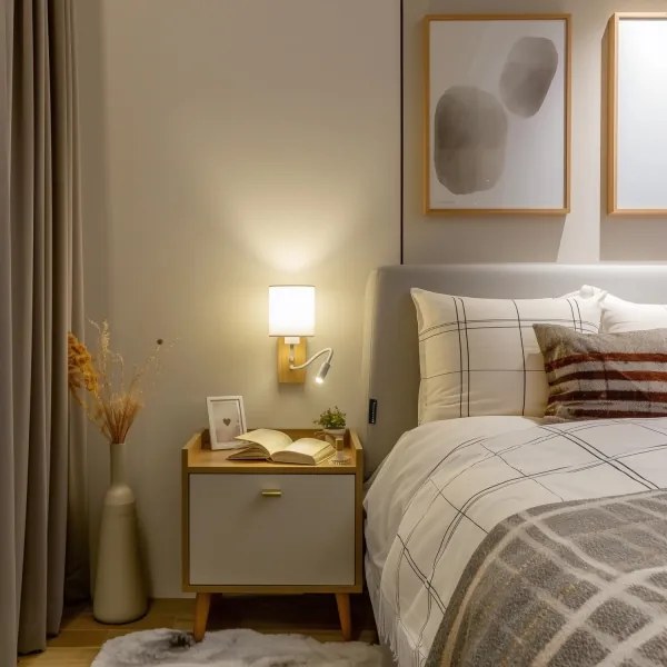 Brilagi - LED Nástenná lampa NUBILA WOOD 1xE27/25W/230V + LED/3W dub/biela