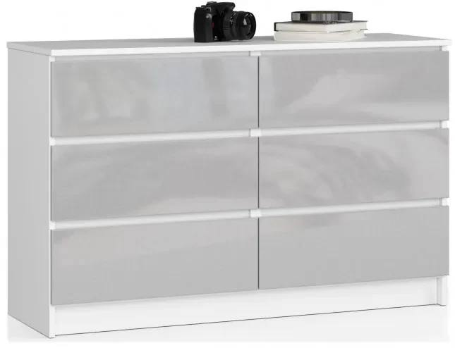 Komoda K120 6SZ CLP metalická, lesk