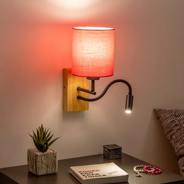 Brilagi - LED Nástenná lampa NUBILA WOOD 1xE27/25W/230V + LED/3W dub/ružová