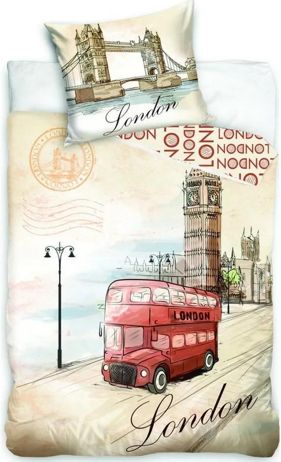 Jerry Fabrics Bavlnené obliečky London bus, 140 x 200 cm, 70 x 90 cm