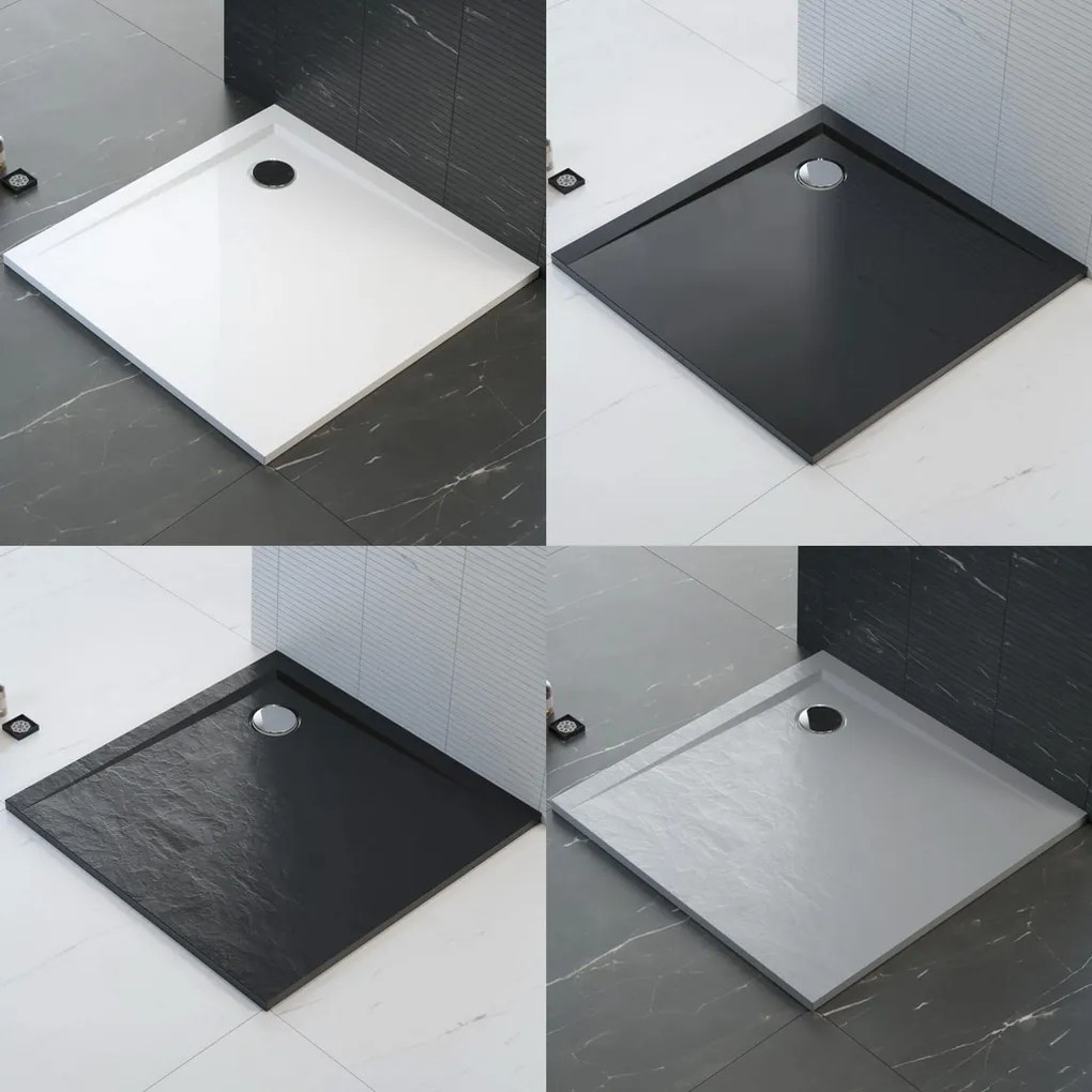 Polimat Štvorcová sprchová vanička z minerálneho kompozitu Perrito SQ 80x80 (90x90) POLIMAT-Farba: Čierna, POLIMAT-Rozmery: 90x90