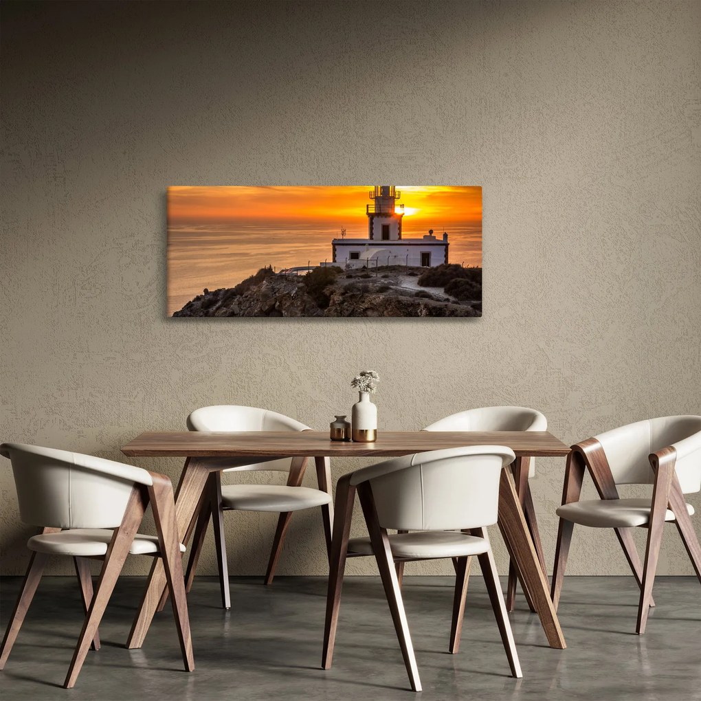 Obraz majáka pri západe slnka (120x50 cm)