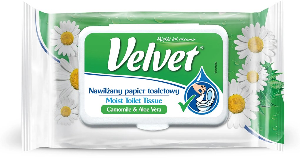 VELVET vlhčený toaletní papír Heřmánek & Aloe Vera, 42 ks