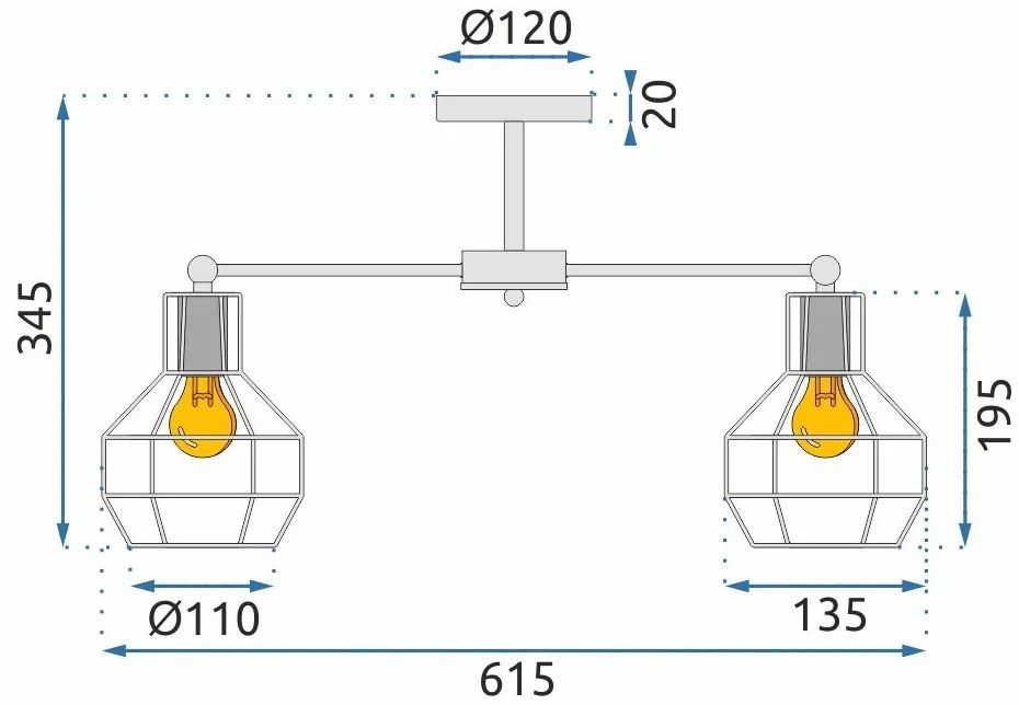 Toolight - Závesné kovové stropné svietidlo 6xE27 60W APP735-6C, čierna, OSW-08764